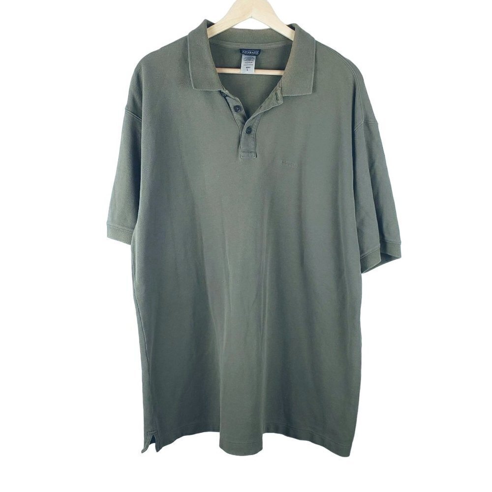 Patagonia Shirt Mens Large Organic Cotton Army Green Polo Outdoor Gorpcore FLAW